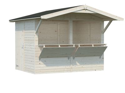 Kiosque/Stand en bois Stella avec comptoirs pliants - 8,3 m² hors-tout - PALMAKO