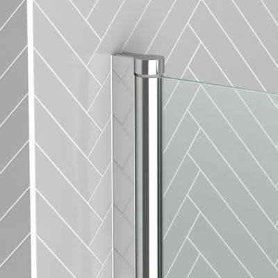 Pare-baignoire rabattable 120x70 cm profilé chrome verre transparent Essentiel - AURLANE	