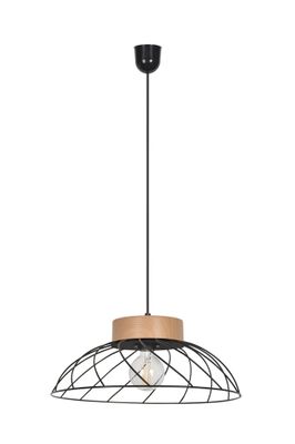 Suspension Kento métal noir et bois E27 Ø 38 cm- COREP