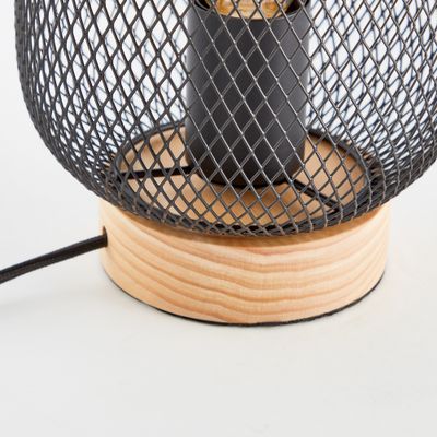 Lampe à poser E27 Giada noir et bois 40W - BRILLIANT