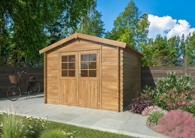Abri de jardin en bois traité autoclave marron Valence 2 - 9,5 m² hors-tout - WHITE WOOD