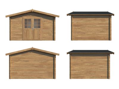 Abri de jardin en bois autoclave marron Valentine -  12,9 m² hors-tout - Livraison incluse - PALMAKO
