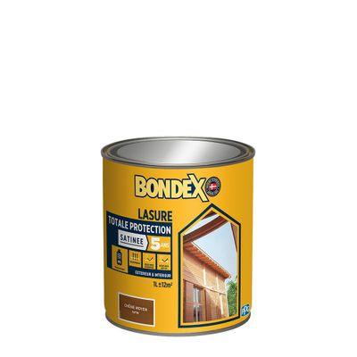 Lasure totale protection 5 ans chêne moyen satin 1L BONDEX