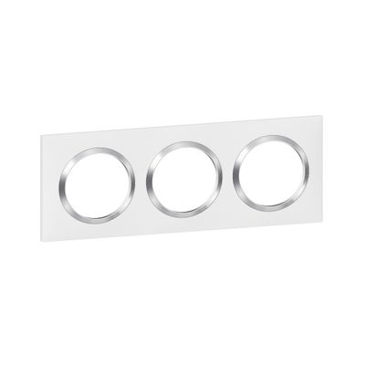Plaque de finition 3 postes carrée Blanc et chrome - Dooxie LEGRAND