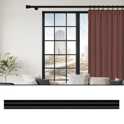 Tringle à rideaux en métal 2 m diam 20 mm Finition Noir brillant - MOBOIS