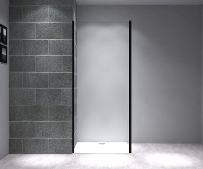 Paroi de douche latérale fixe 90x195 cm profilé noir verre transparent 6 mm Serenity - OCEA