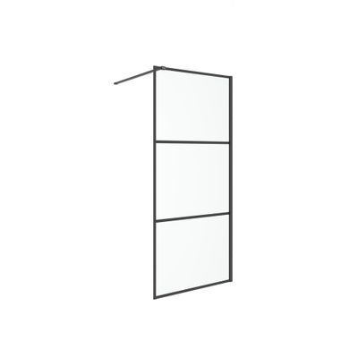 Paroi de douche à l'italienne 100x205 cm profilé noir verre transparent 6 mm Indus - OCEA