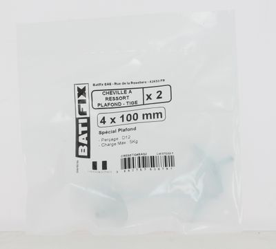 Cheville à ressort pour plafond M4 par 2 BATIFIX