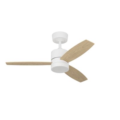 Ventilateur de plafond silencieux avec lumière LED + télécommande Blanc/bois Ø106cm - Mandaree EGLO