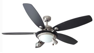 Ventilateur de plafond silencieux avec lumière Chrome et noir/blanc Ø132cm - Milord AIR&LIGHT