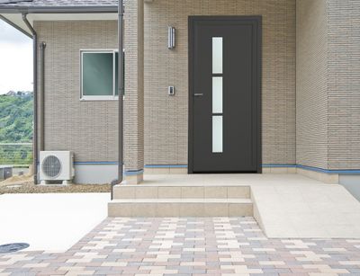 Porte d'entrée Manhattan pvc gris poussant droit 215 X 90 cm CLOSY