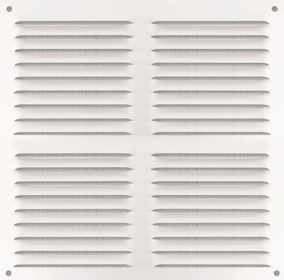 Grille d'aération carrée aluminium blanc à persienne 300x300 mm avec moustiquaire AUTOGYRE