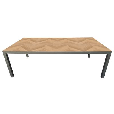 Table de jardin fixe Chevron XXL céramique bois foncé rectangulaire 120 x 74 cm