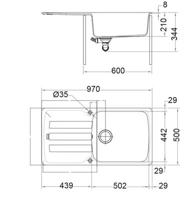 Évier de cuisine à encaster 1 bac XL avec égouttoir stone Azur FRANKE