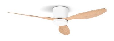 Ventilateur de plafond silencieux avec lumière LED + télécommande Blanc/bois Ø107cm - Eole ARLUX