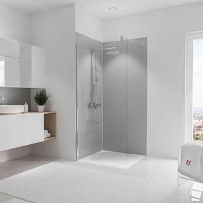 Panneaux muraux de douche 90+90x210 cm gris argenté DécoDesign Couleur - SCHULTE