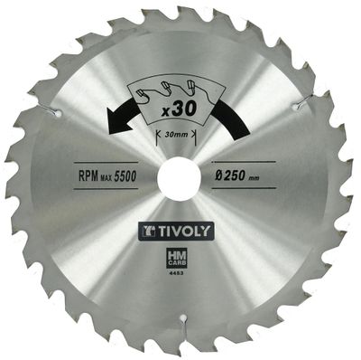 Lame de scie circulaire de débit 30 dents diamètre 250 mm alésage 30 mm TIVOLY
