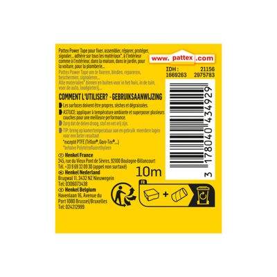 Adhésif Power Tape blanc 10m x 50mm PATTEX