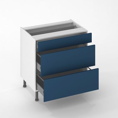 Façade tiroir pour meuble de cuisine Lotus bleu indigo mat 27,6 x 80 cm OFITRES