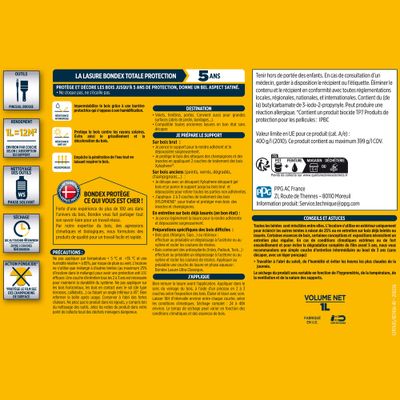 Lasure totale protection 5 ans incolore satin 1L BONDEX