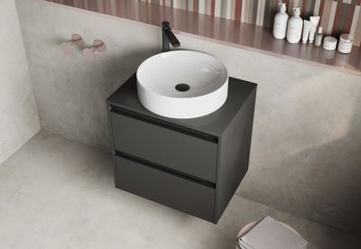 Plateau de salle de bains Thana avec renfort L60 x H1,6 x P46 cm panneau de particules anthracite mat