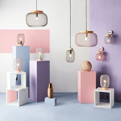 Lampe à poser E27 Giada noir et bois 40W - BRILLIANT