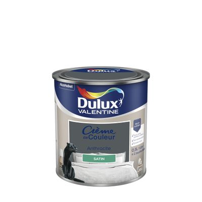 Peinture Crème de Couleur Anthracite satin 0,5 L - DULUX VALENTINE