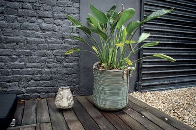 Lampe à poser extérieur solaire LED Santiago rotin IP44 effet flamme - TIBELEC