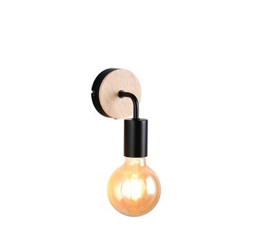 Applique E27 Merida noir et bois 10W - REALITY