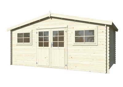 Abri de jardin White Wood Tanguy en bois naturel ép.28 mm - 15,8 m², Livraison à domicile incluse - PALMAKO