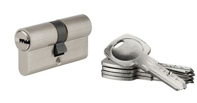 Cylindre de serrure double entrée 30 x 30 mm acier nickelé 5 clés SERRUPRIX