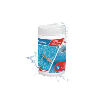 Chlore piscine 10 actions galets 200 g seau de 1 kg - BESTWAY