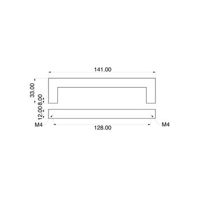 Poignée de meuble carré noir mat entraxe 128 mm REI