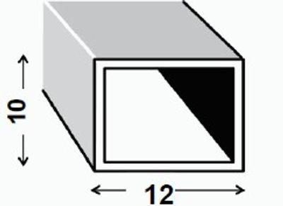 Tube rectangulaire aluminium brut 12 x 10 x 1 mm 1 m  CQFD