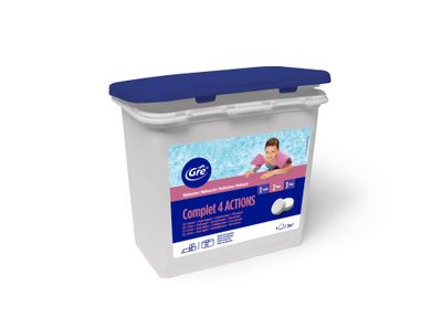 Chlore piscine 4 actions en pastille 1kg sans acide borique