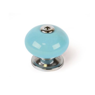 Bouton de meuble boule bleu porcelaine diamètre 40 mm REI
