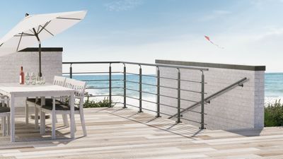 Garde-corps New Rondo - Aluminium thermolaqué RAL 7016 - L 1,50 m - Pose à plat - SOGEM