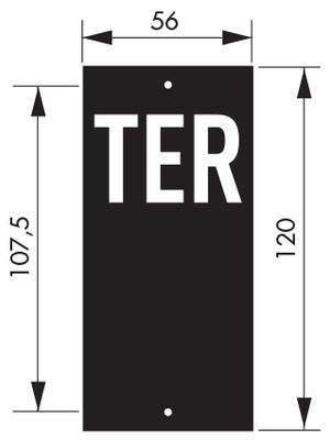 Plaque signalétique lettre Ter à visser 56 x 130 mm noir THIRARD