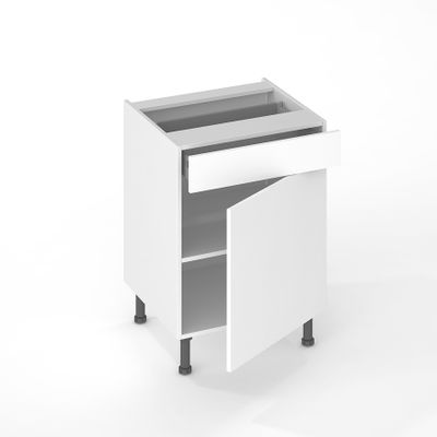 Façade tiroir pour meuble de cuisine Lotus blanc mat 13,8 x 60 cm OFITRES