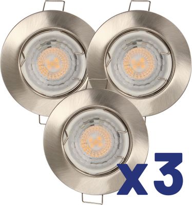 Spots LED encastrables GU10 lumière blanc chaud Acier par 3 - Quartz ARLUX