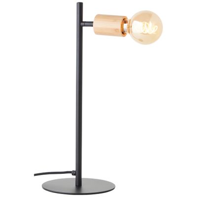 Lampe à poser E27 Tiffany noir et bois 28W - BRILLIANT