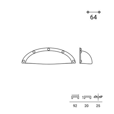 Poignée de meuble coquille vieil argent entraxe 64 mm REI