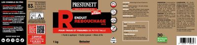 Enduit de rebouchage en pâte type R 1KG PRESTONETT