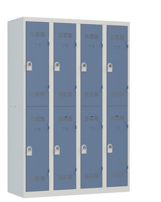 Vestiaire monobloc 4 colonnes 2 cases perle/bleu 180 x 120 x 50 - SNOR