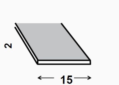 Profilé plat aluminium brut 15 x 2 mm 2,50 m CQFD