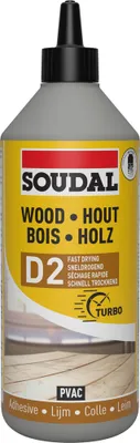 Colle à bois prise rapide D2 biberon 750 g - SOUDAL