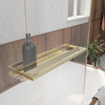 Pare-baignoire rabattable avec profilés or brossé 140x80 cm Golden Edge AURLANE
