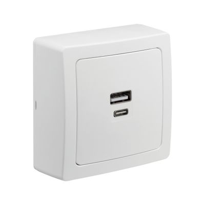 Double prise USB A + C en saillie Blok blanc - DEBFLEX