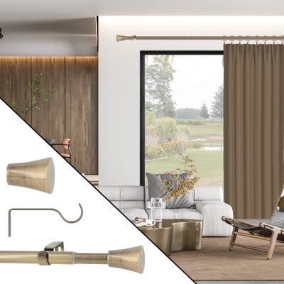 Kit tringle à rideaux extensible en métal de 1.20 à 2.10 m diam 16 à 18 mm Finition Doré vielli - MOBOIS