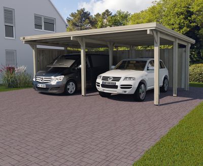 Carport double -  618 - 315 x 120 cm - toit en acier Livraison gratuite domicile WEKA